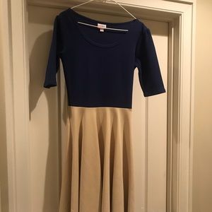 Lularoe Navy blue and cream Nicole dress